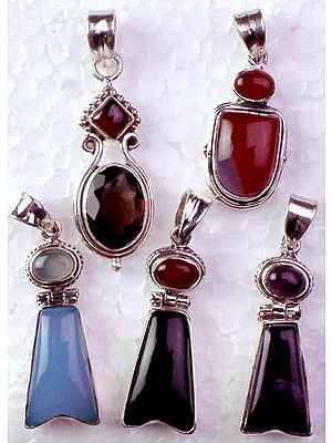 Lot of Five Two Stone Pendants