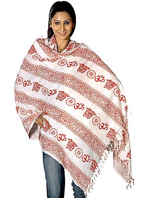 Pure Cotton Om Prayer Shawl | Hand Crafted Religious Clothes