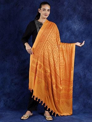 Hare Ram Hare Krishna Prayer Shawl from Banaras | Poly Cotton Religious Clothes