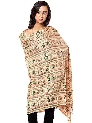 Peach Gayatri Mantra Prayer Shawl