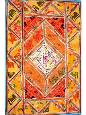 Amber and Yellow Hand-Crafted Gujarati Wall Hanging