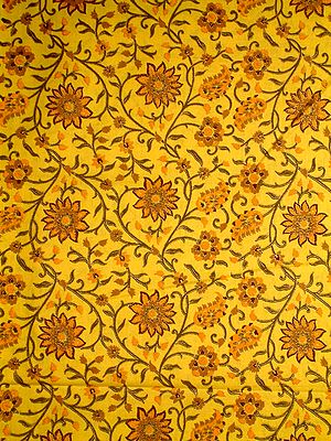 Block-Printed Floral Khadi Fabric