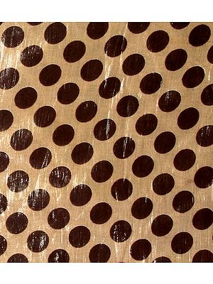 Brown and Beige Polka Dotted Fabric with Zari Weave