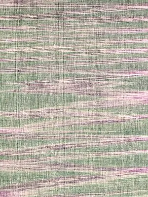 Green Handspun Fine Khadi with Purple Streaks