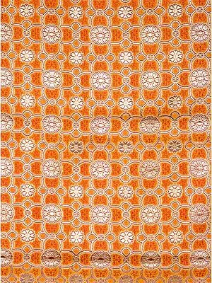 Amber Fabric from Banaras with Golden Thread Weave