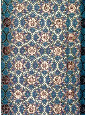 Sea-Green Fabric from Banaras with Golden Thread Weave