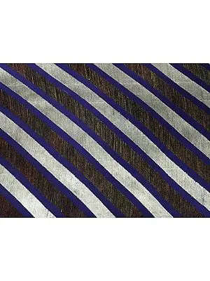 Navy Blue Fabric with Real Peacock Feathers in Weave