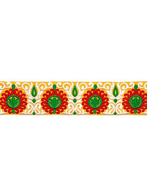 Lemon-Chrome Wide Fabic Border with Embroidered Flowers