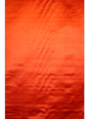 Orange Hand-woven Satin Fabric from Banaras