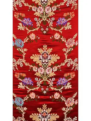 Burgundy Tibetan Lotus Brocade Fabric