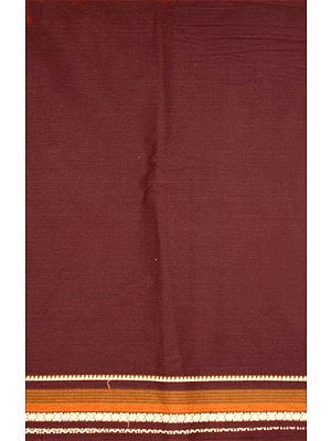 Plain Dark-Brown Fabric from Bangalore with Golden Weave on Border