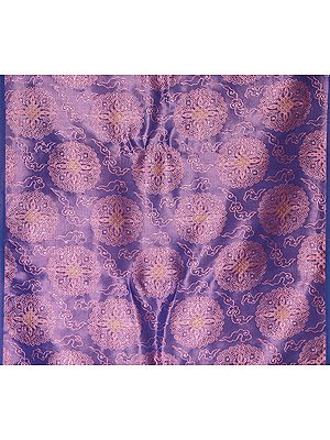 Violet Brocade Fabric with Stylized Tibetan Endless Knot and Self Weave