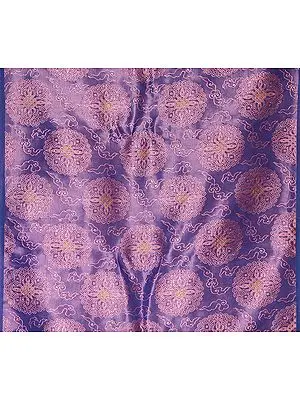Violet Brocade Fabric with Stylized Tibetan Endless Knot and Self Weave