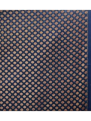 Navy-Blue Banarasi Katan Georgette Fabric with Circular Bootis