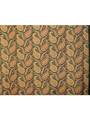 Black Fabric from Banaras with Paisleys Woven in Golden Thread