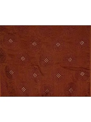 Brown Brocade Fabric with Stylized Tibetan Endless Knot and Self Weave