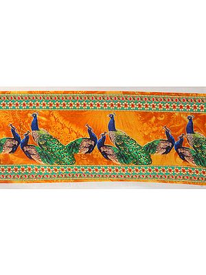 Fabric Border with Digital-Printed Peacocks