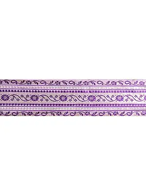 Lavender Banarasi Fabric Border with Golden Floral Weave