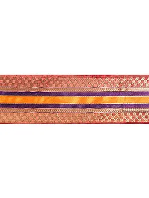 Tri-Color Banarasi Fabric Border with Golden Thread Weave