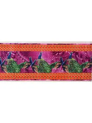 Fabric Border with Digital-Printed Peacocks