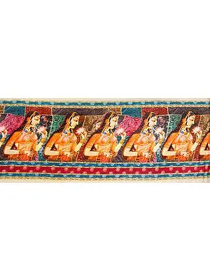 Lady with Flower Digital-Printed Fabric Border