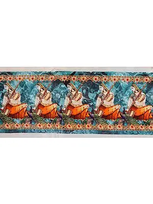 Digital-Printed Fabric Border with Lady Playing Veena