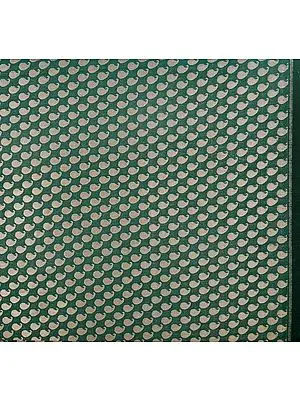 Dark-Green Banarasi Katan Georgette Fabric with Woven Paisleys in Copper Color Thread