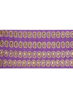 Amethyst Hand-Embroidered Kundan Border with Zardozi Work