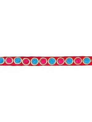 Magenta Narrow Border with Embroidered Spirals