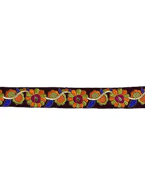 Mauve Floral Border with Aari Embroidery