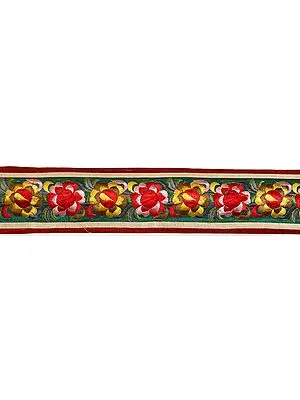 Green Floral Border with Parsi Embroidery