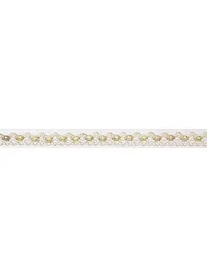 Off-White Narrow Lace with Faux Pearls