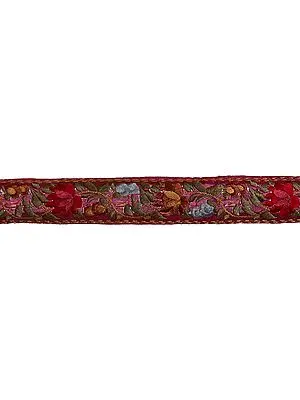 Purple Floral Border with Crewel Embroidery