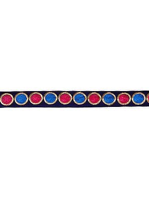 Navy-Blue Narrow Border with Embroidered Spirals