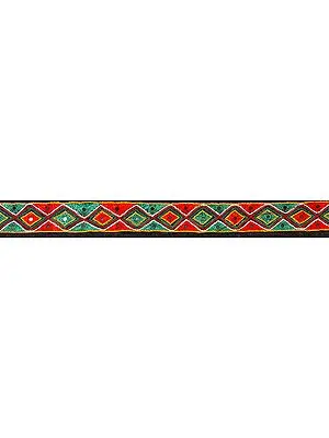 Black Fabric Border from Kutch with Mirros