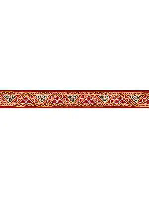 Maroon Fabric Border from Kutch with Mirros