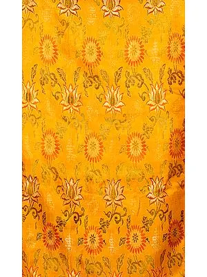 Amber Thangka Brocade from Banaras with Woven Flowers