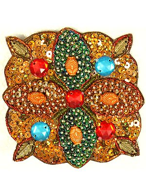 Multi-Color Floral Patch with Sequins and Beads