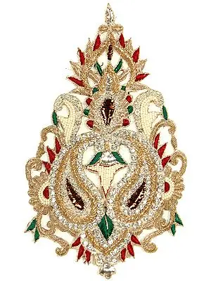 Ivory and Golden Zardozi Patch with Faux Pearls and Cutwork
