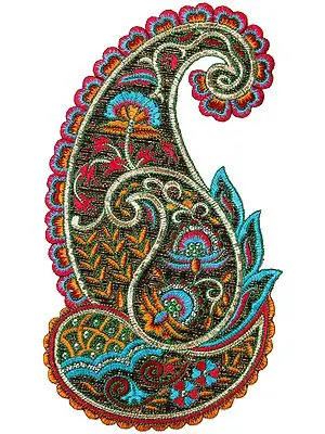 Three Paisleys in One Multi-Color Embroidered Patch with Sequins