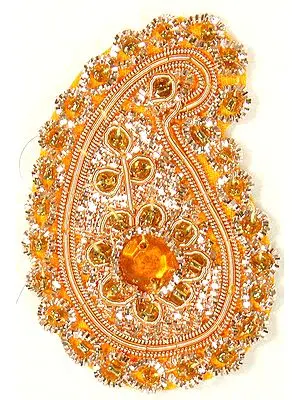 Pair of Golden Zardozi Patches with Beadwork