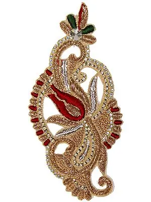 Golden Patch with Zardozi Work and Crystals