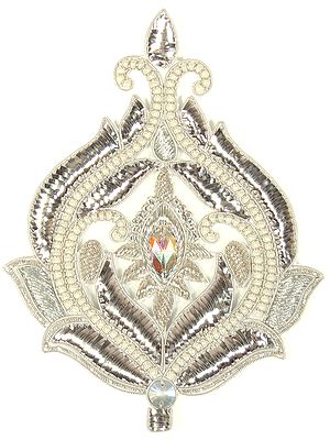Ivory Zardozi Patch with Faux Pearls and Beads