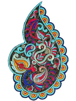 Multicolor Embroidered Paisely Patch with Sequins