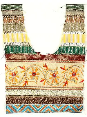 Multi-Color Kurti Neck Patch with Sequins and Mirrors