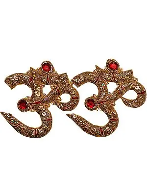 Golden AUM Patch with Zardozi work and Beads
