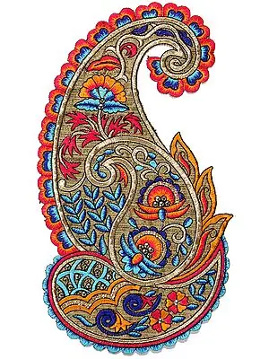 Large Embroidered Paisley Patch with Sequins