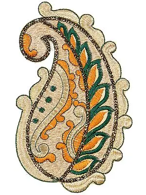Almond Paisley Patch with Sequins and Cutwork