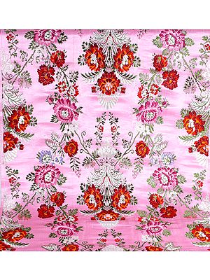 Pink Hand-woven Brocade with An Array of Roses