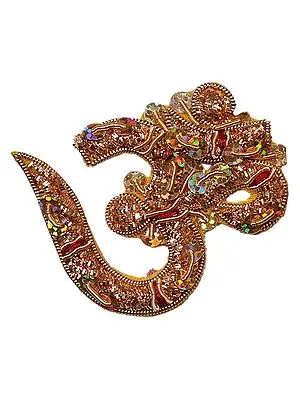 Golden AUM Patch with Sequins and Zardozi Work